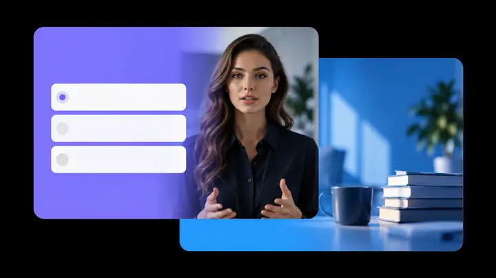 A lesson video accompanied by an interactive question