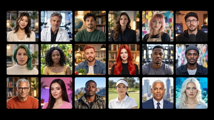 A varied selection of video presenters for educational content