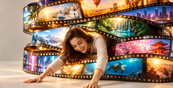 Visual concepts illustrating AI-generated video scenes