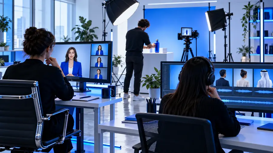 Illustrative presenter scene for an announcement