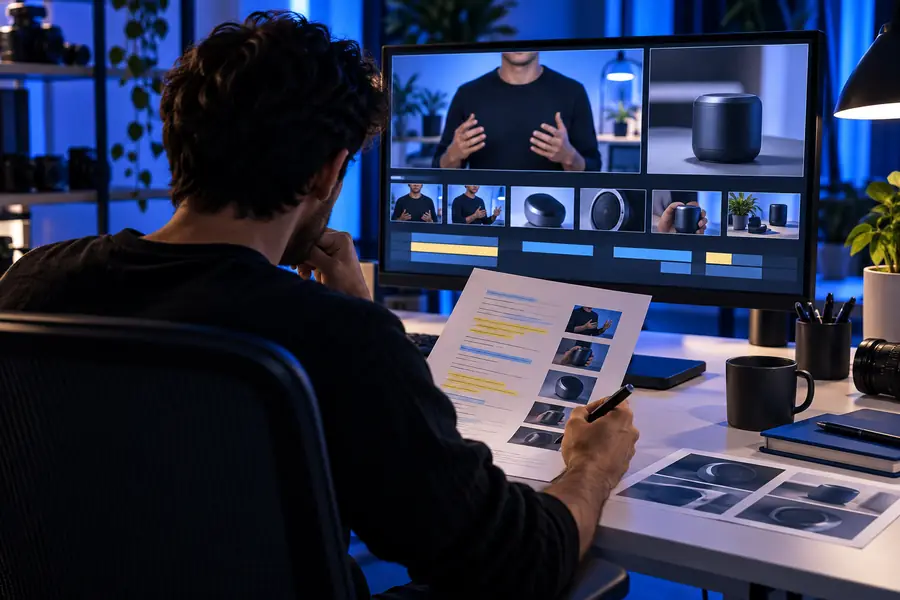 Illustrative script review scene
