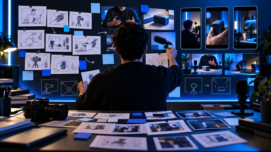 Illustrative YouTube video planning scene