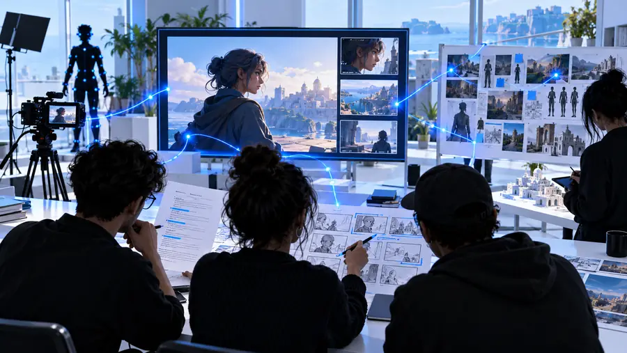 Illustrative video script review scene