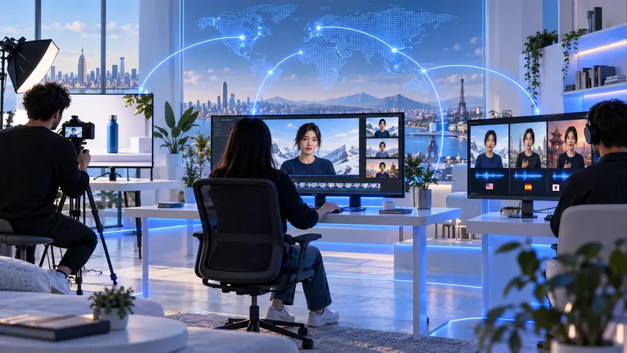 Illustrative online video creation scene