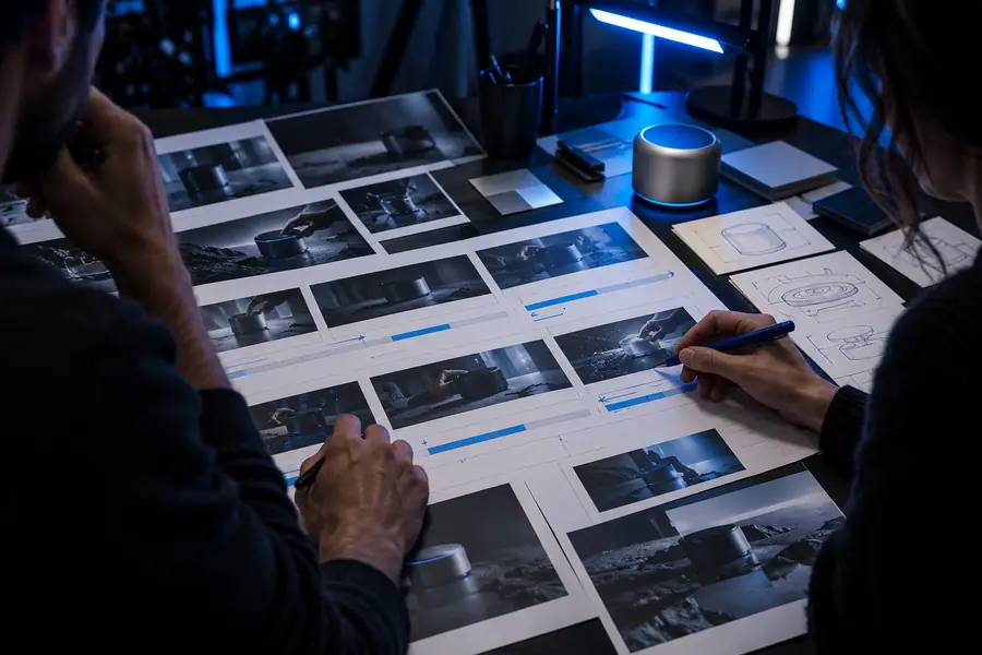 Illustration of a video script being reviewed