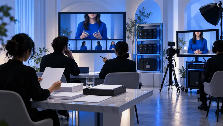 Illustration of a video script review workspace